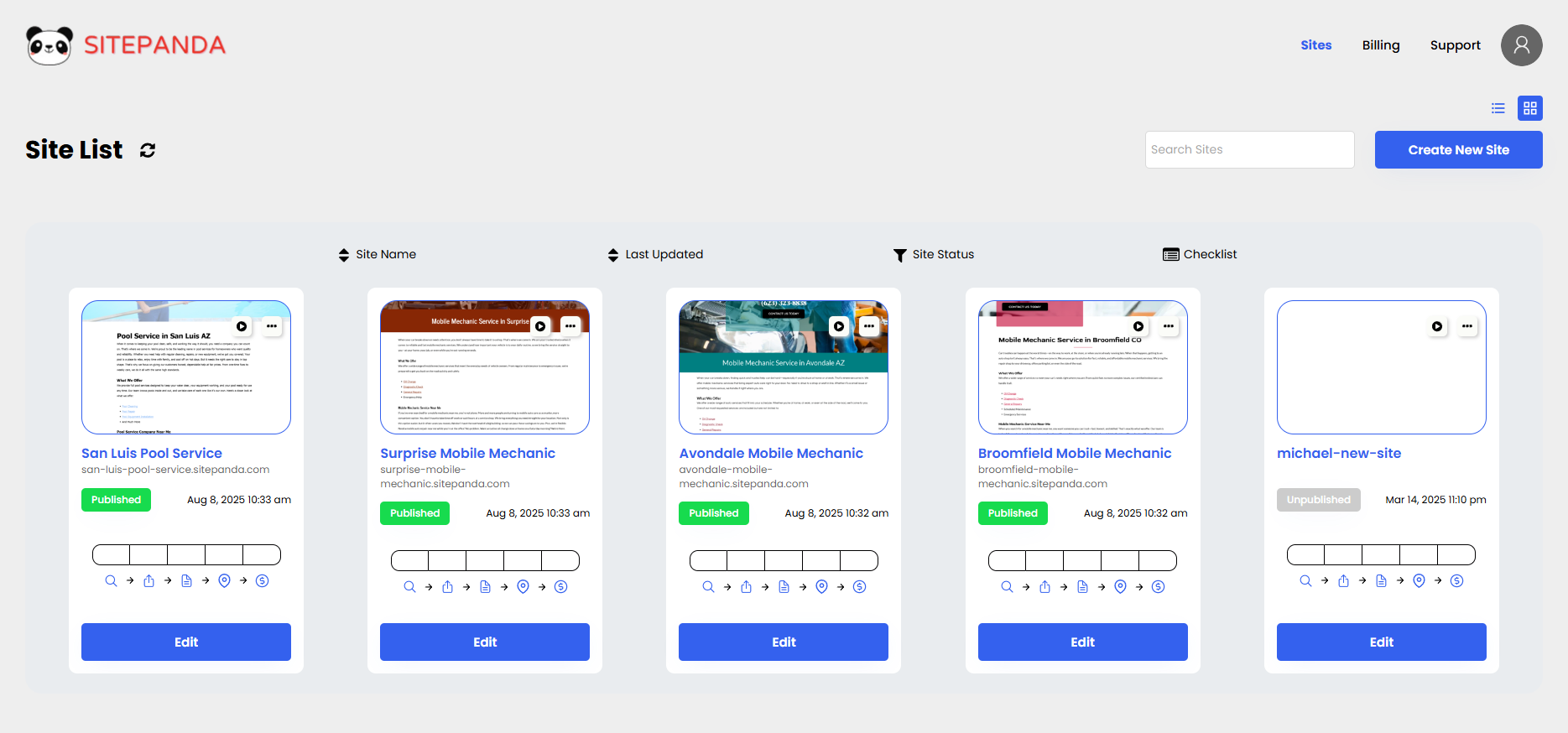 Site Panda App interface preview